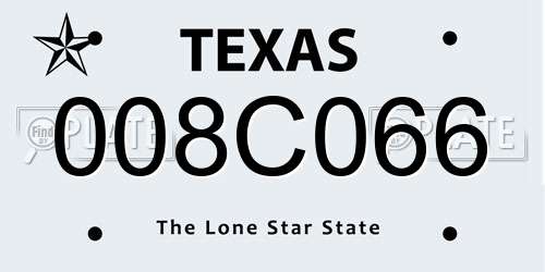 008C066 Texas License Plate