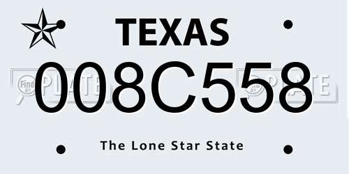 008C558 Texas License Plate