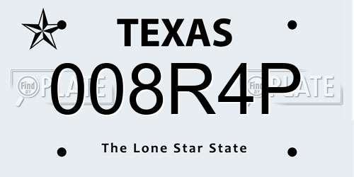 008R4P Texas License Plate