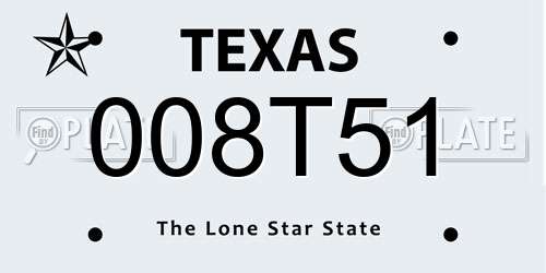 008T51 Texas License Plate