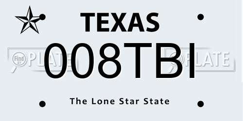008TBI Texas License Plate