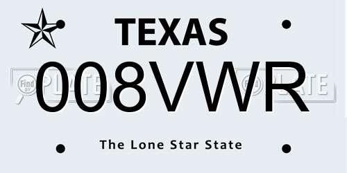 008VWR Texas License Plate