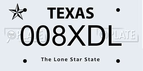 008XDL Texas License Plate
