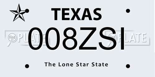 008ZSI Texas License Plate