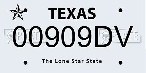 00909DV Texas License Plate