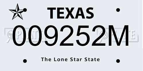 009252M Texas License Plate