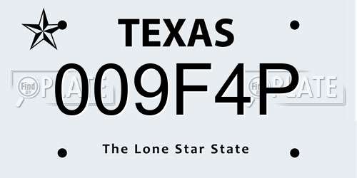 009F4P Texas License Plate