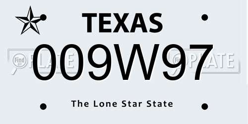 009W97 Texas License Plate
