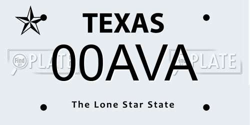 00AVA Texas License Plate
