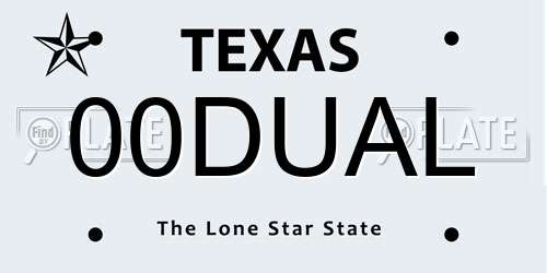 00DUAL Texas License Plate
