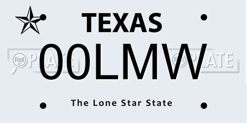 00LMW Texas License Plate