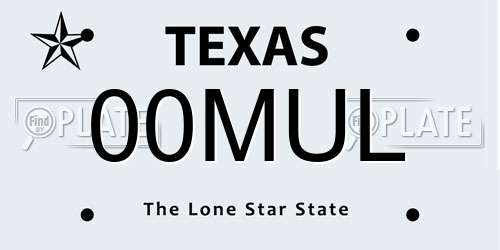 00MUL Texas License Plate