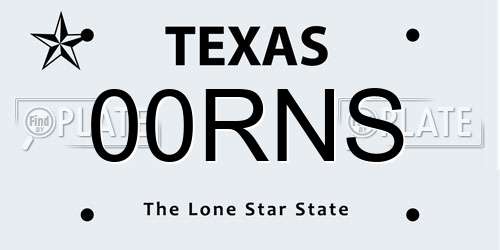 00RNS Texas License Plate