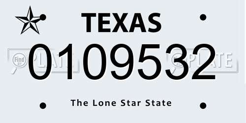0109532 Texas License Plate