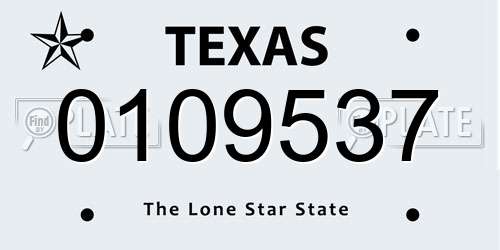 0109537 Texas License Plate