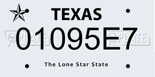 01095E7 Texas License Plate