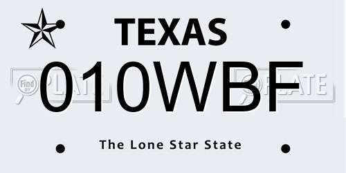 010WBF Texas License Plate