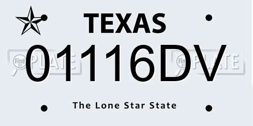 01116DV Texas License Plate