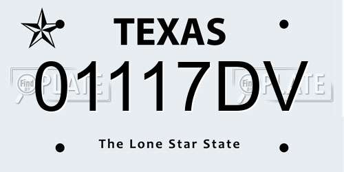 01117DV Texas License Plate