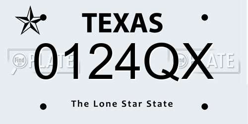 0124QX Texas License Plate