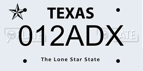 012ADX Texas License Plate