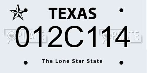 012C114 Texas License Plate
