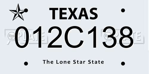 012C138 Texas License Plate