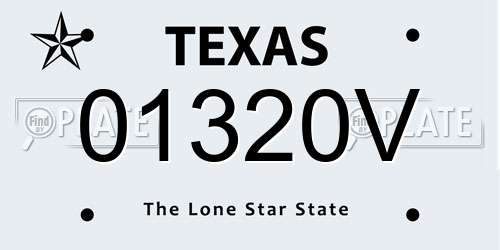 01320V Texas License Plate