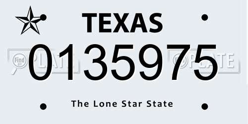 0135975 Texas License Plate
