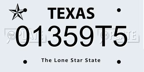 01359T5 Texas License Plate
