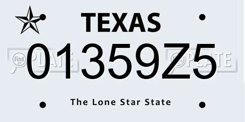 01359Z5 Texas License Plate