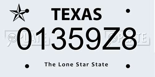 01359Z8 Texas License Plate
