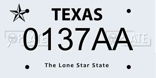 0137AA Texas License Plate