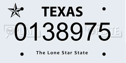 0138975 Texas License Plate