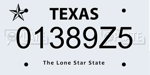 01389Z5 Texas License Plate