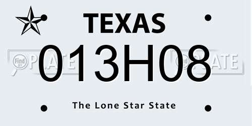 013H08 Texas License Plate