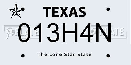 013H4N Texas License Plate