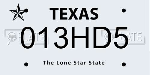 013HD5 Texas License Plate