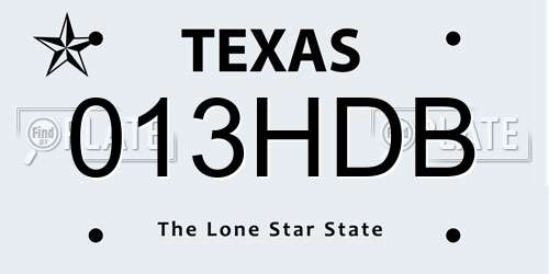 013HDB Texas License Plate