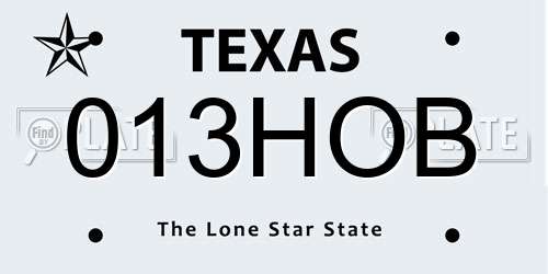 013HOB Texas License Plate