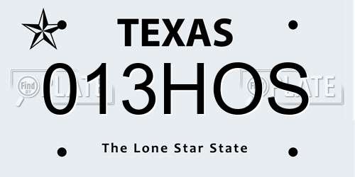 013HOS Texas License Plate