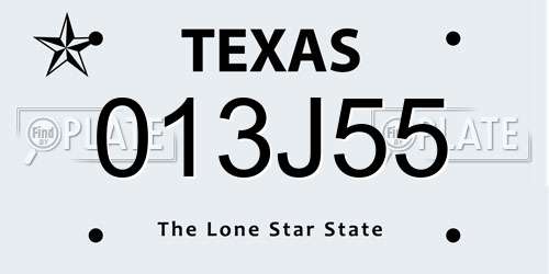 013J55 Texas License Plate