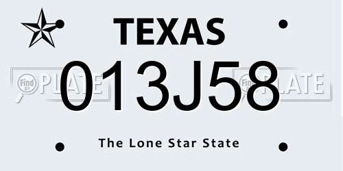 013J58 Texas License Plate