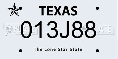 013J88 Texas License Plate