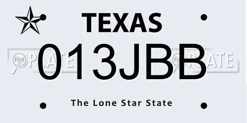013JBB Texas License Plate