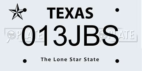 013JBS Texas License Plate