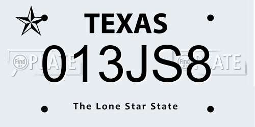 013JS8 Texas License Plate