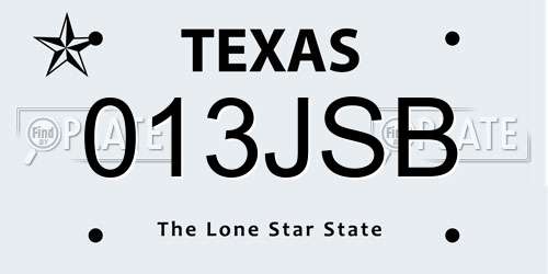 013JSB Texas License Plate