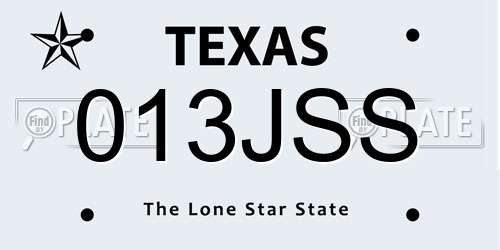 013JSS Texas License Plate