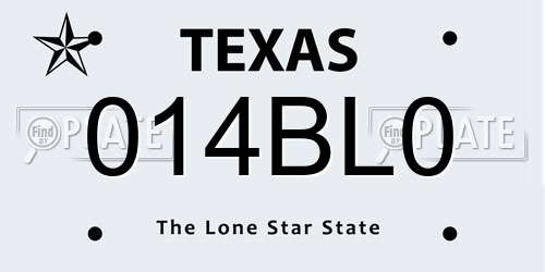 014BL0 Texas License Plate